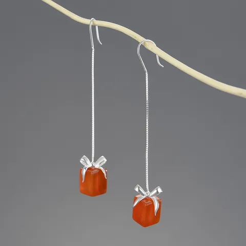 925 Sterling Silver Gift Stone-Free Silver Plated Women's Drop Earrings
