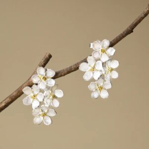 S925 Sterling Silver Myosotis Sylvatica Flower Stud Earrings