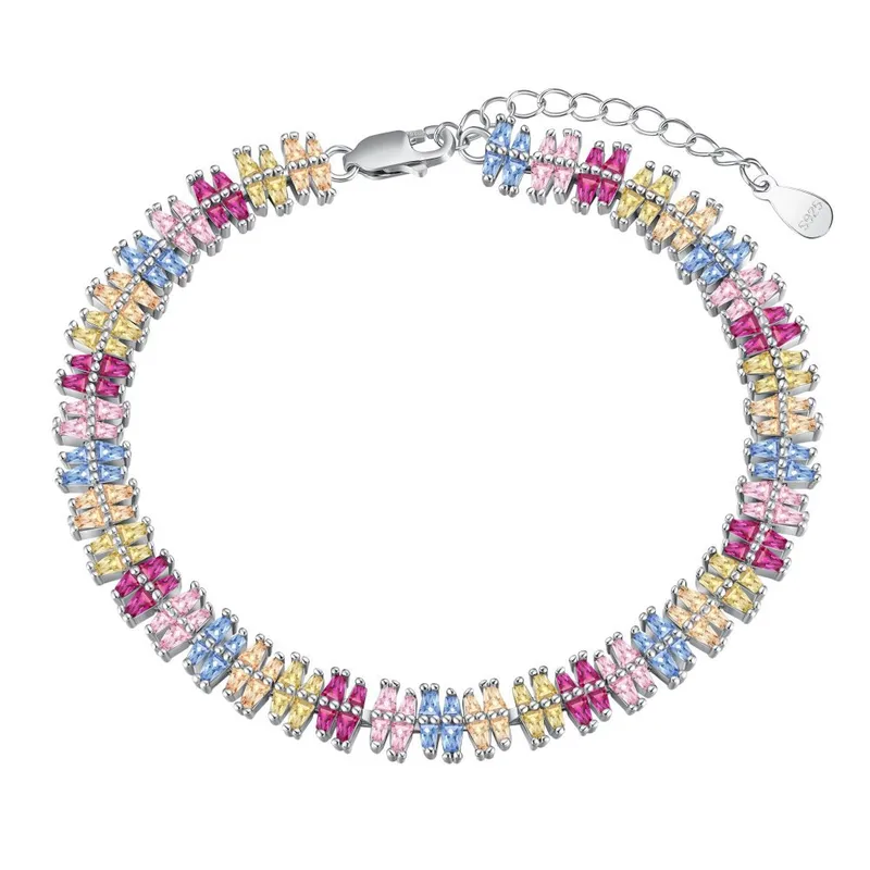 Platinum Zircon S925 Sterling Silver Tennis Bracelet