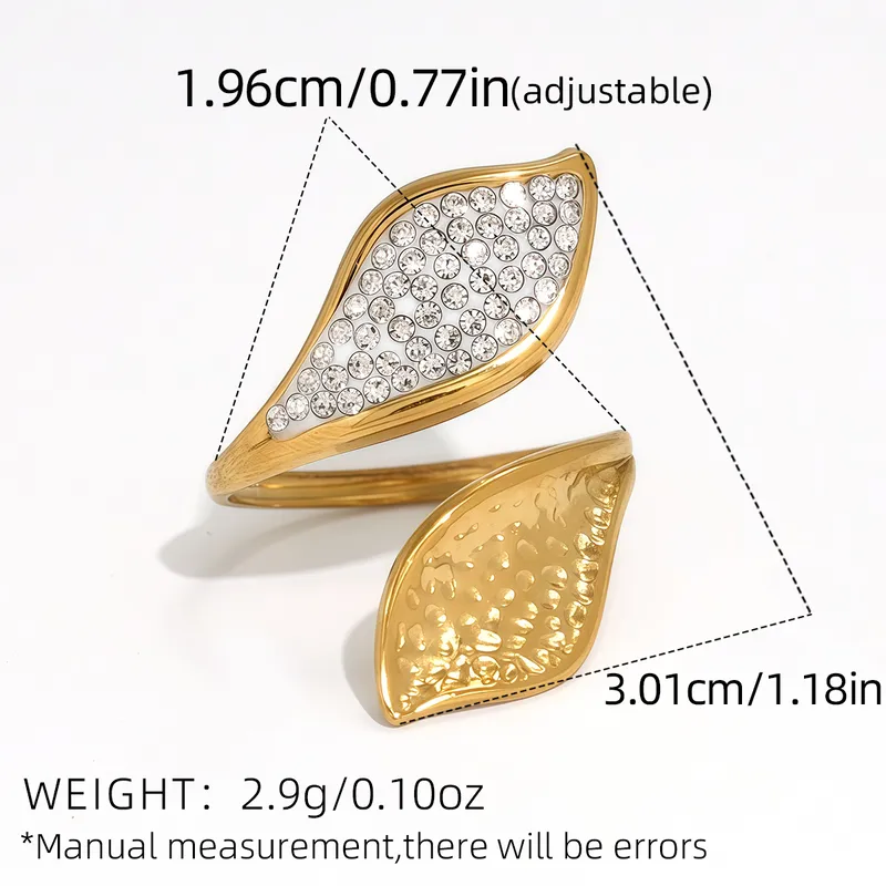 18K Gold Plated Stainless Steel Geometric Open Ring (Asymmetric Design) - Image 2