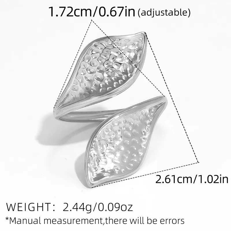 18K Gold Plated Stainless Steel Geometric Open Ring (Asymmetric Design) - Image 3