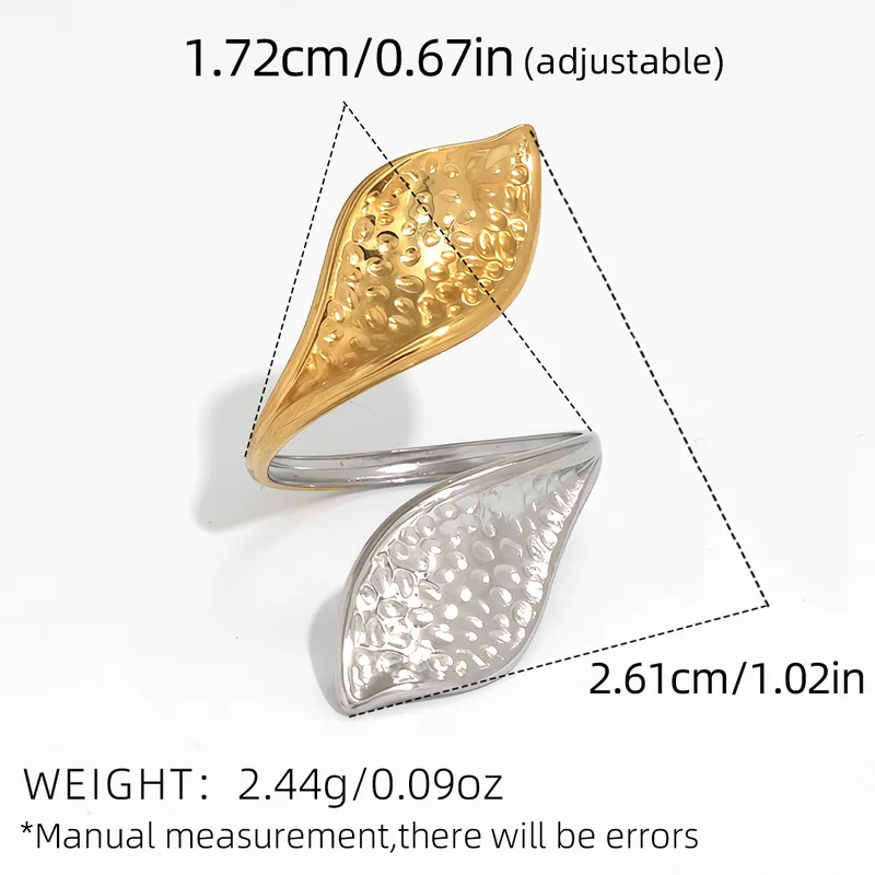 18K Gold Plated Stainless Steel Geometric Open Ring (Asymmetric Design) - Image 4