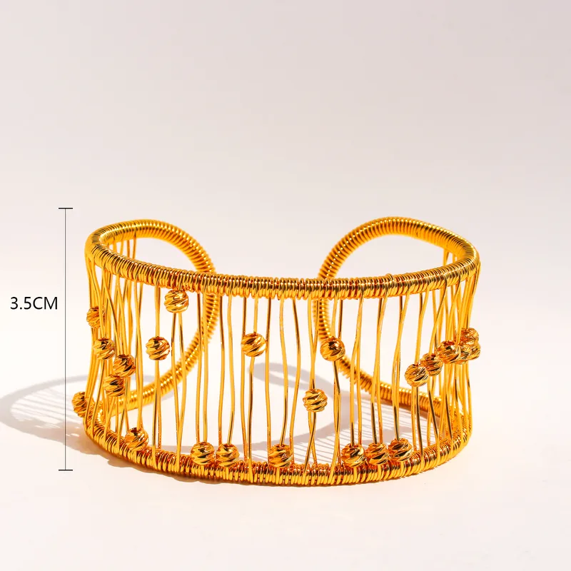 Retro Classic Style Semicircle Brass 24K Gold Plated Bangle - Image 3